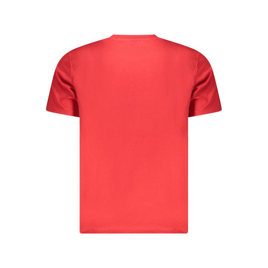 North Sails red cotton men's T-shirt, crew neck with iconic logo, back view showcasing casual sophistication and quality craftsmanship.