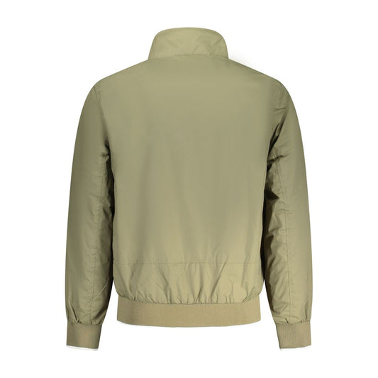 Back view of North Sails green polyamide jacket with long sleeves, featuring two external and two internal pockets.