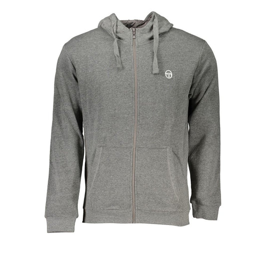 Sergio Tacchini Gray Cotton Men Hooded Sweater
