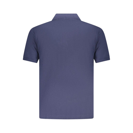Back view of U.S. Grand Polo blue cotton men’s polo shirt showcasing classic design and short sleeve style.