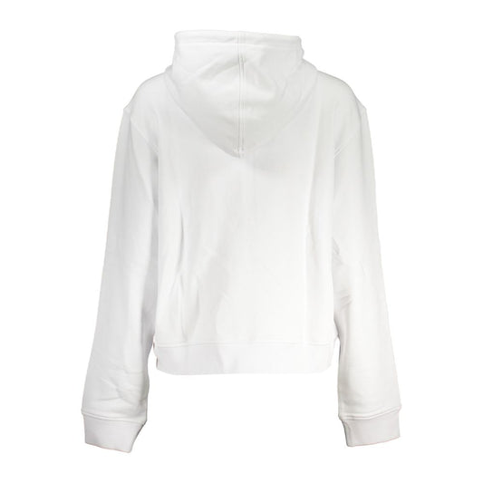 K-WAY white cotton sweater with hood, long sleeves, zipper, two pockets, and contrast details. Back view of sweatshirt.