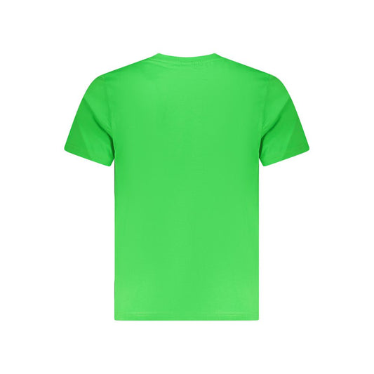 North Sails green cotton men's T-shirt, crew neck, short-sleeve, with logo print, embodying adventure and style.