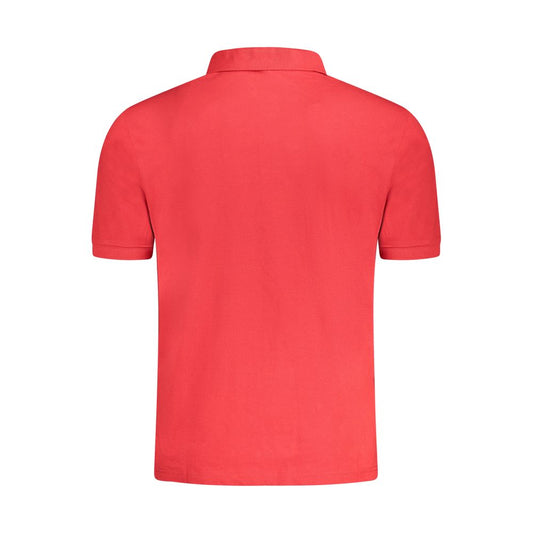 Back view of North Sails Red Cotton Men Polo Shirt showcasing classic design and vibrant color.
