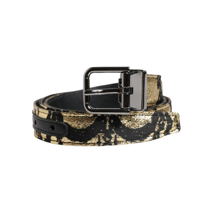Dolce & Gabbana Multicolor Jacquard Leather Metal Buckle Belt