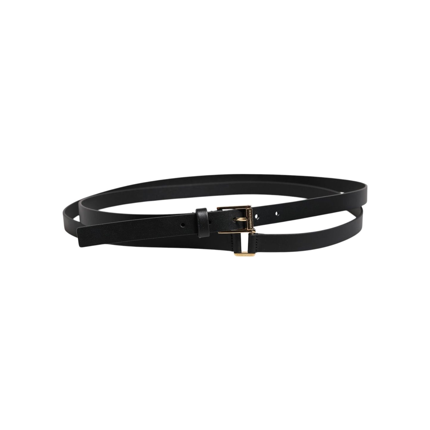Dolce & Gabbana Black Classic Gold Metal Logo Buckle Belt