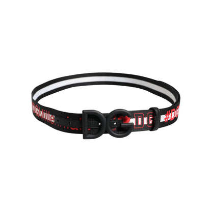 Dolce & Gabbana Black Polyester Logo Print DG Buckle Belt