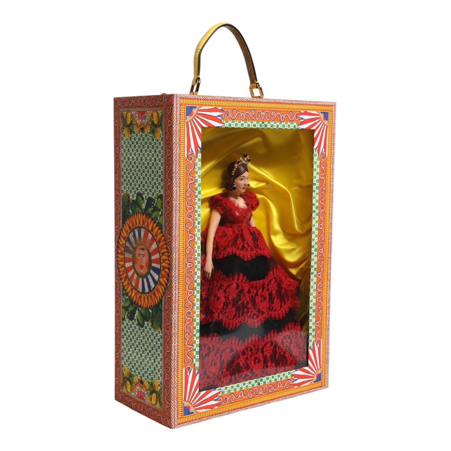 Dolce & Gabbana Red Dress Ceramic Porcelain Fashion Box Leather Sicily Dolls