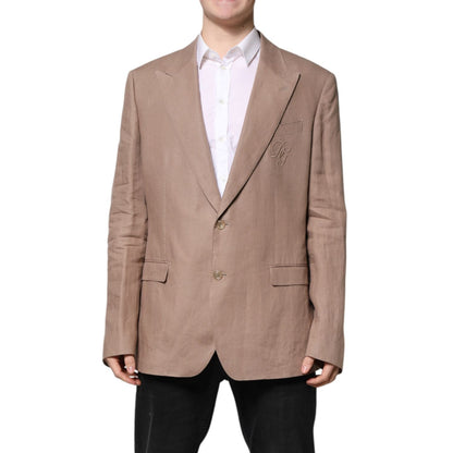 Dolce & Gabbana Beige TAORMINA Single Breasted Coat Blazer