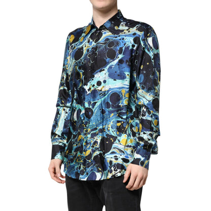 Dolce & Gabbana Multicolor Marble Print MARTINI Dress Shirt