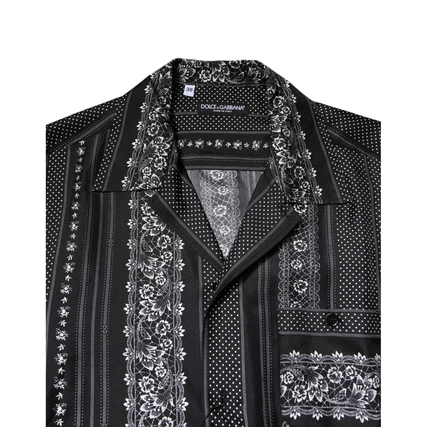 Dolce & Gabbana Black Silk Floral Print Short Sleeves Shirt