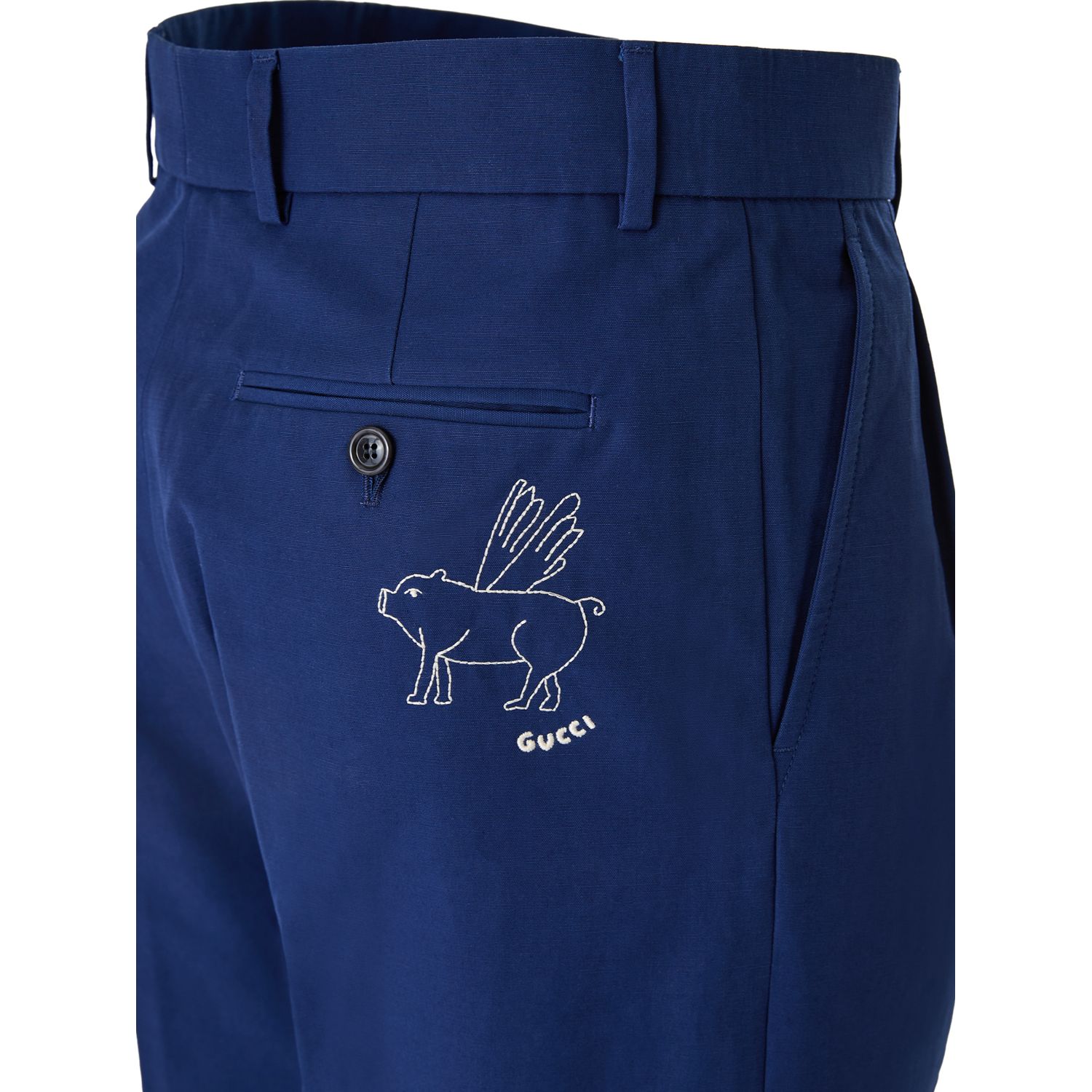 Gucci Blue Classic Cotton Pants