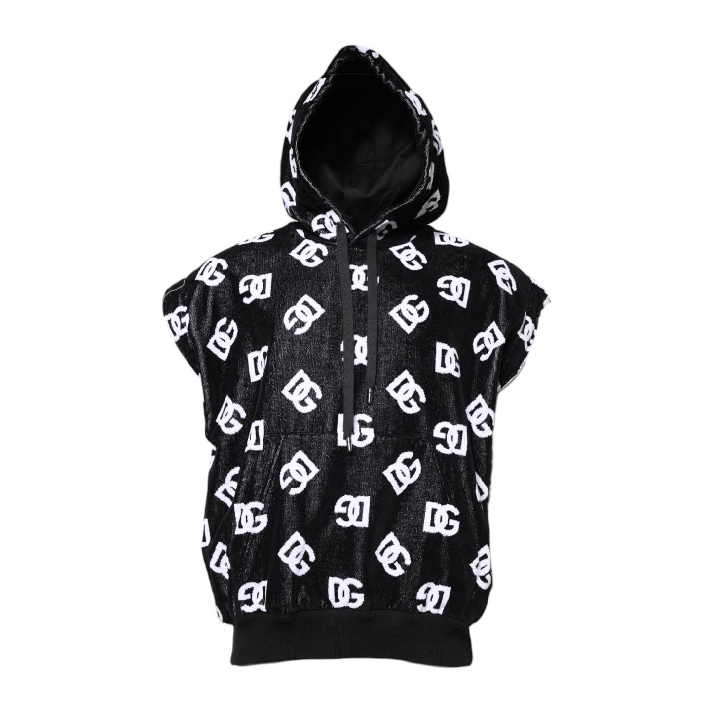 Dolce & Gabbana Black DG Cotton Hooded Sleeveless Sweater