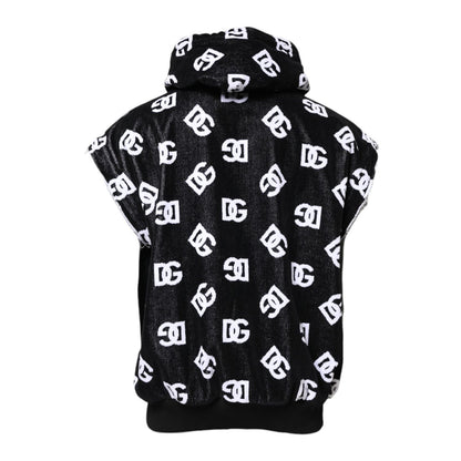 Dolce & Gabbana Black DG Cotton Hooded Sleeveless Sweater