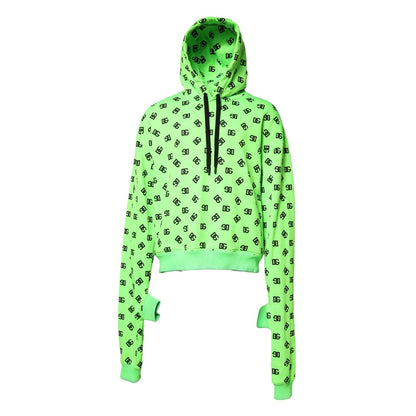 Dolce & Gabbana Green Polyester DGLogo Print Hooded Sweater