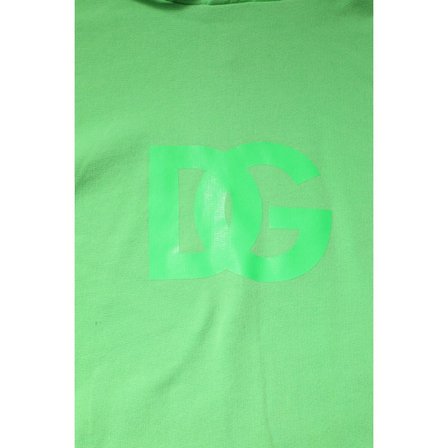 Dolce & Gabbana Green Cotton DG Logo Print Hooded Sweater TSH90266-50