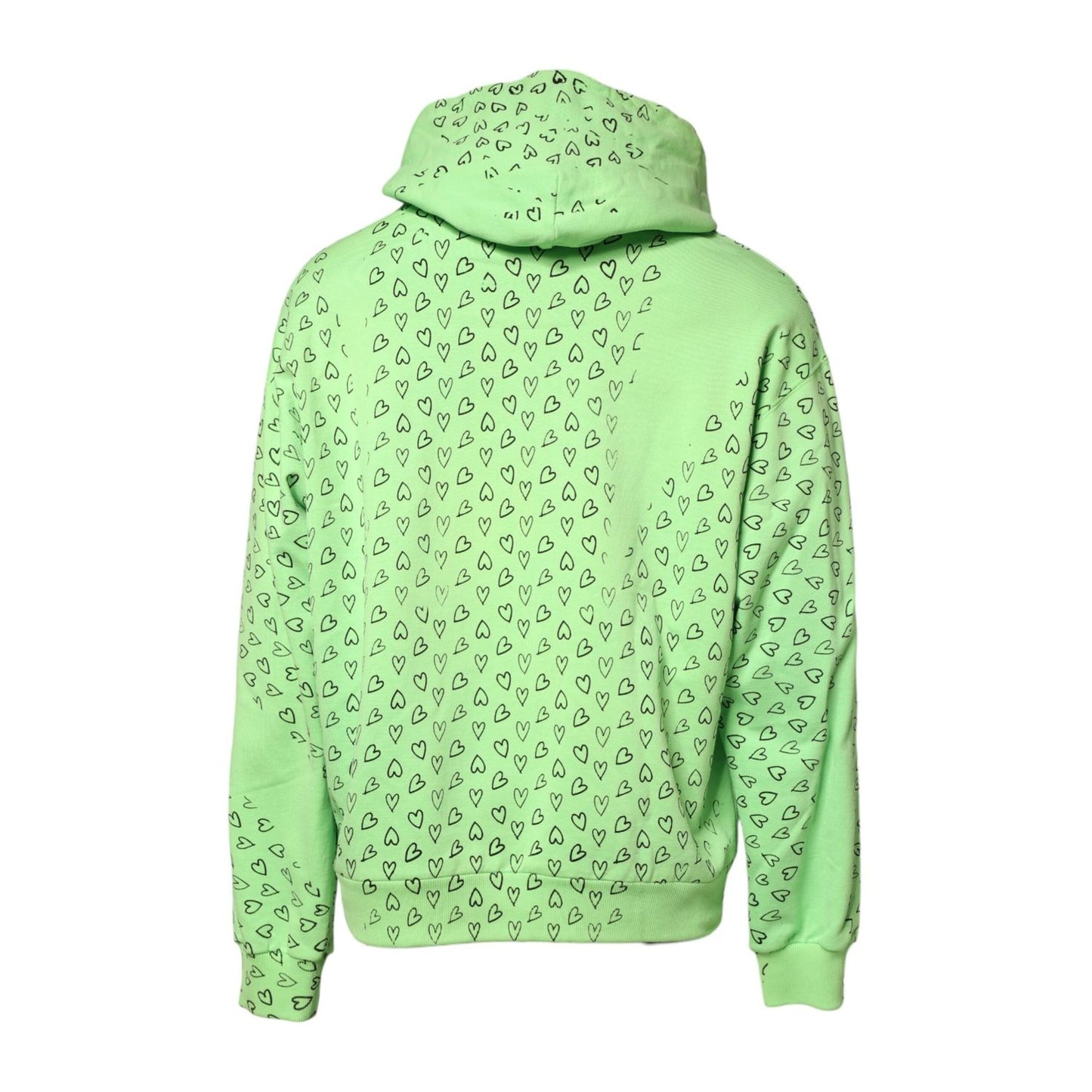 Dolce & Gabbana Green Cotton Logo Heart Print Hooded Sweater TSH90267-54