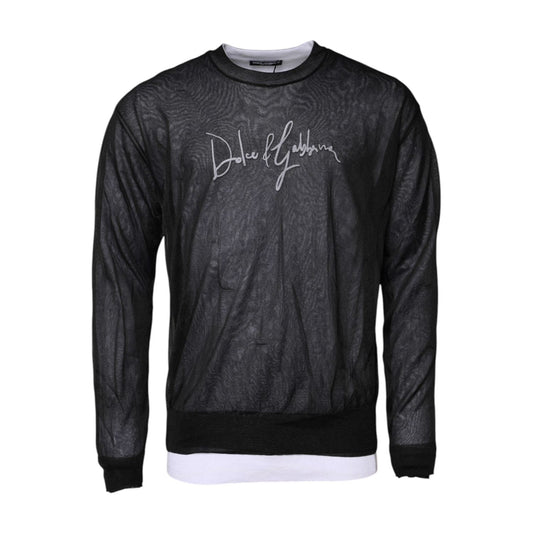 Dolce & Gabbana Black White Logo Knitted Pullover Sweater