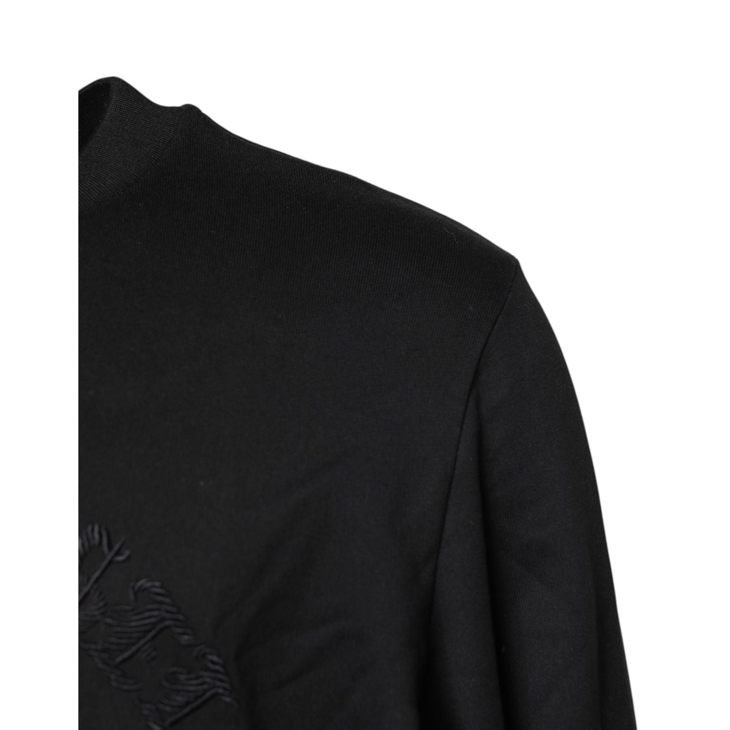 Dolce & Gabbana Black Embroidered Crew Neck Pullover Sweater