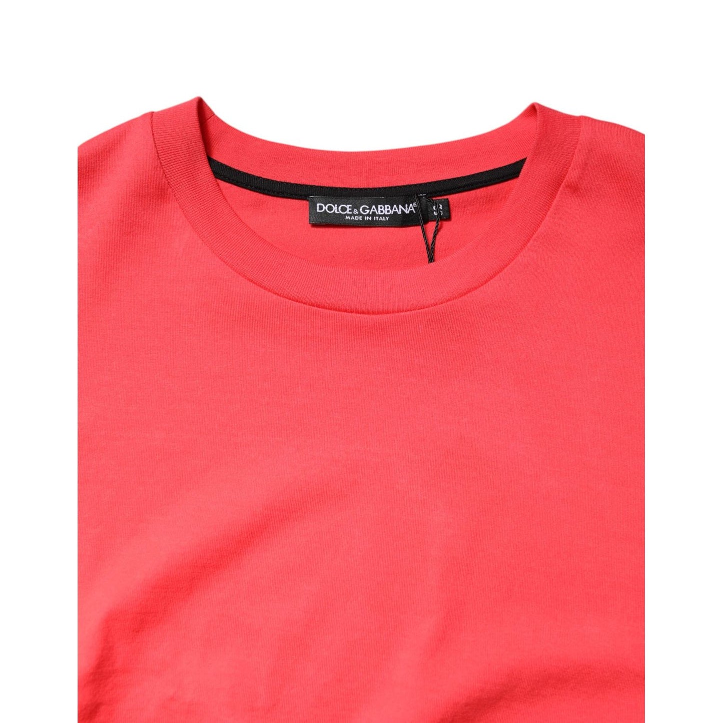 Dolce & Gabbana Red Cotton Lettering Print Crew Neck T-shirt