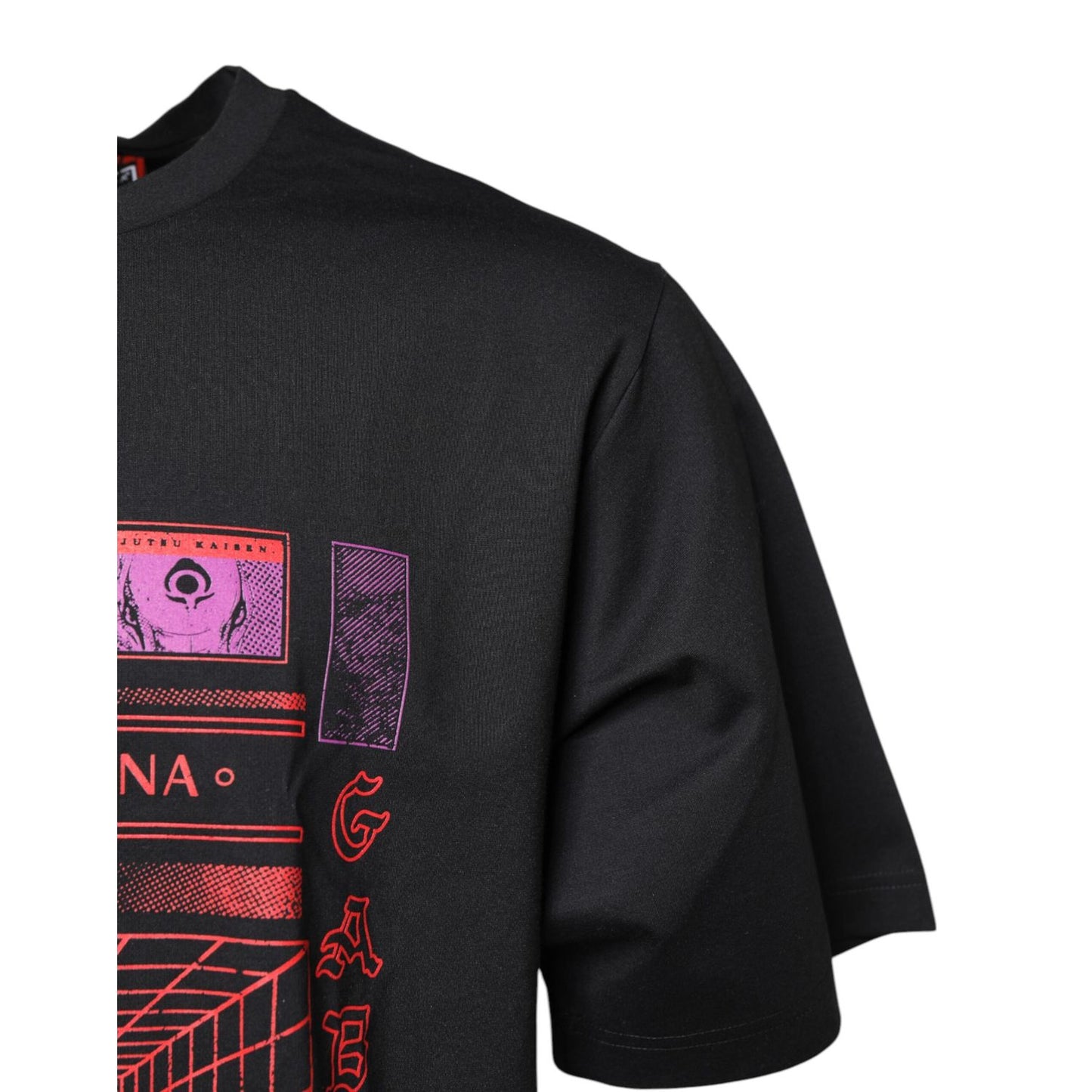 Dolce & Gabbana Black Cotton Graphic Print Crew Neck T-shirt