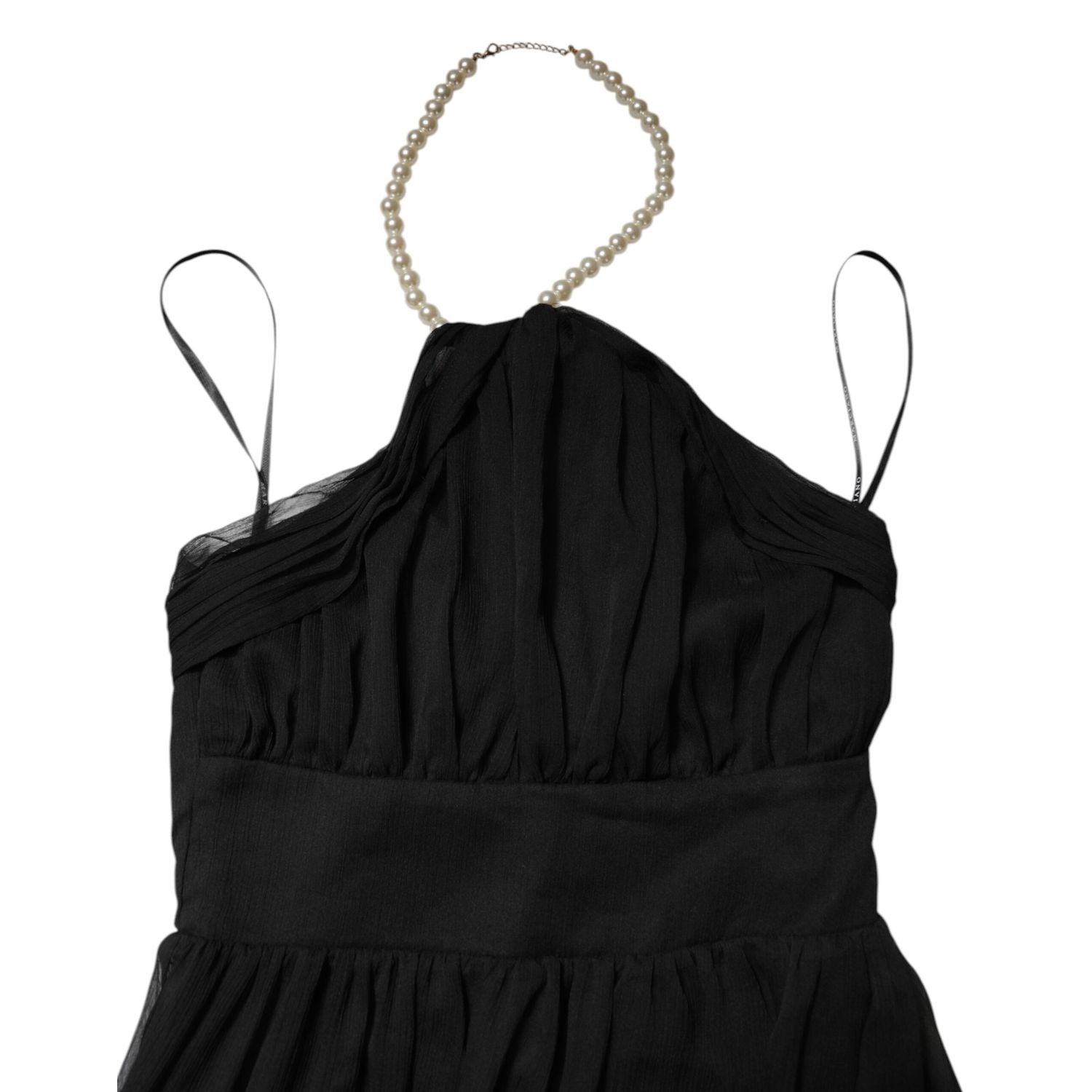 Marciano by Guess Black Tulle Pearl Sleeveless Long Gown Dress