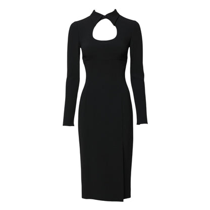Dolce & Gabbana Black Long Sleeves Bodycon Sheath Midi Dress