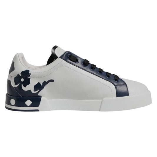 Dolce & Gabbana White Blue Crown Low Top Men Sneakers Shoes