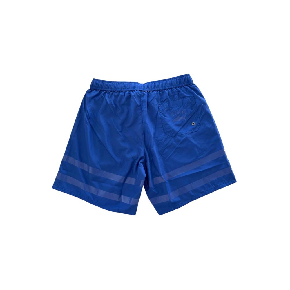 Iceberg Blue Polyester Men Swim Shorts