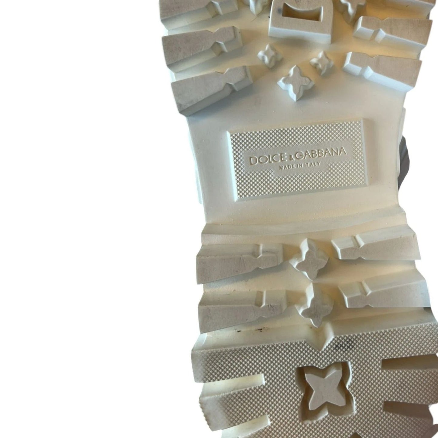 Dolce & Gabbana White Leather Rubber Logo Ankle Boots Shoes