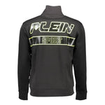 Plein Sport Black Cotton Men Sweater with Central Pockets and Zip