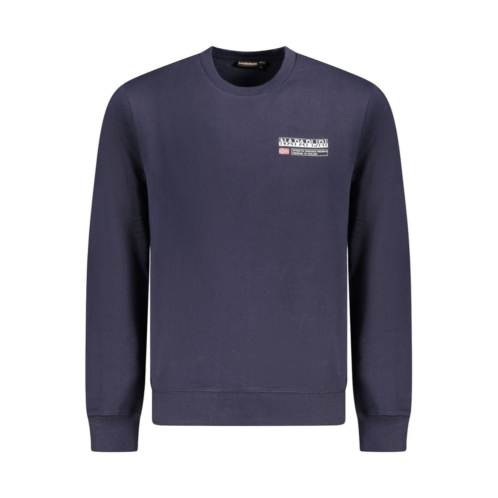 Napapijri Blue Cotton Men Sweater featuring premium cotton, long sleeves, and iconic logo for a cozy and stylish look.