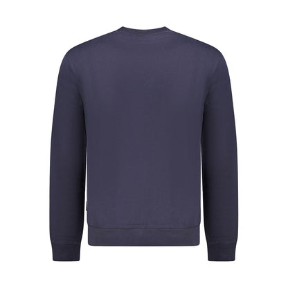 Back view of Napapijri Blue Cotton Men Sweater, showcasing premium cotton craftsmanship and timeless style.