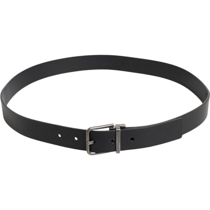 Dolce & Gabbana Black Classic Leather Metal Buckle Belt