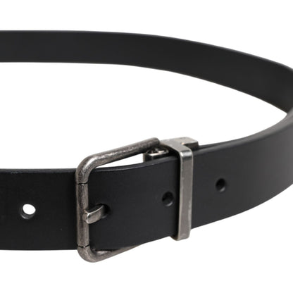 Dolce & Gabbana Black Classic Leather Metal Buckle Belt