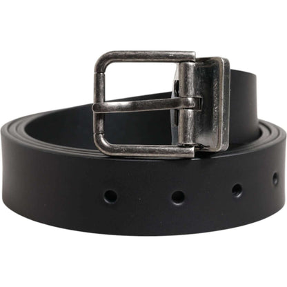 Dolce & Gabbana Black Classic Leather Metal Buckle Belt