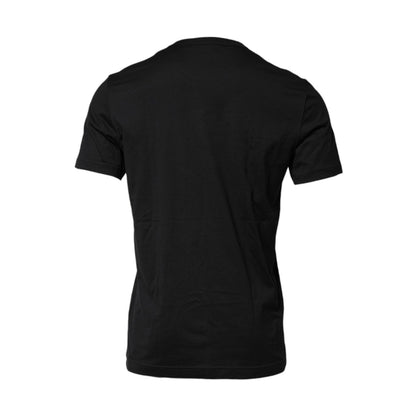 Dolce & Gabbana Black Cotton Embroidered Crew Neck T-shirt