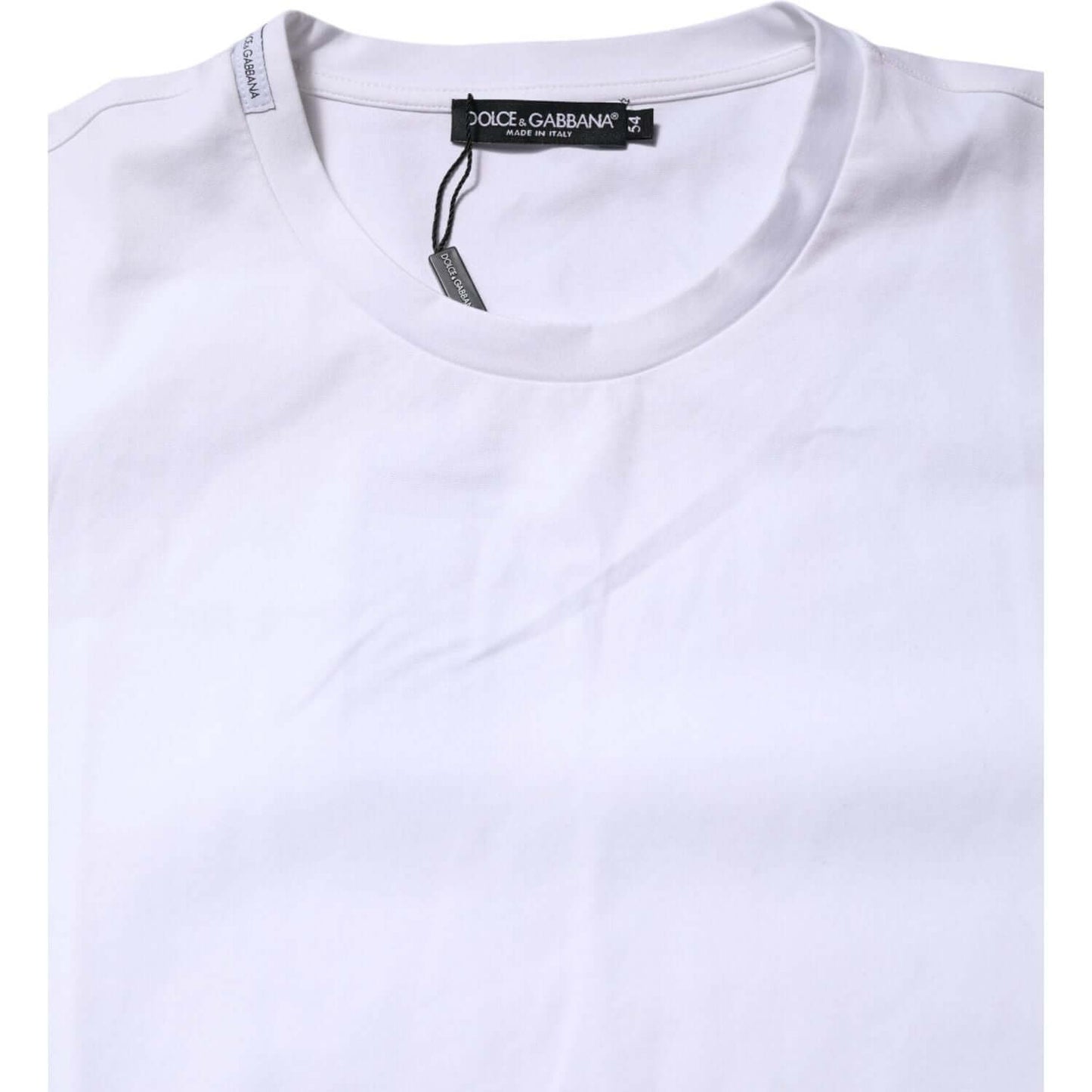 Dolce & Gabbana White Cotton Short Sleeves Crew Neck T-shirt