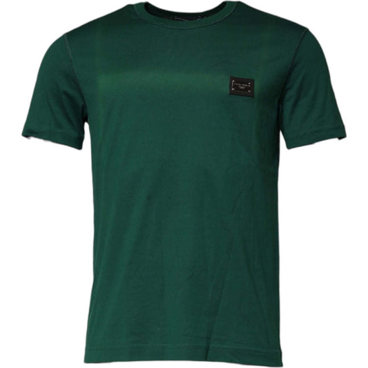Dolce & Gabbana Green Cotton DG Plaque Round Neck T-shirt TSH90608-48