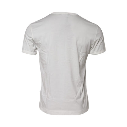 Dolce & Gabbana White Cotton DG Crown Embossed T-shirt