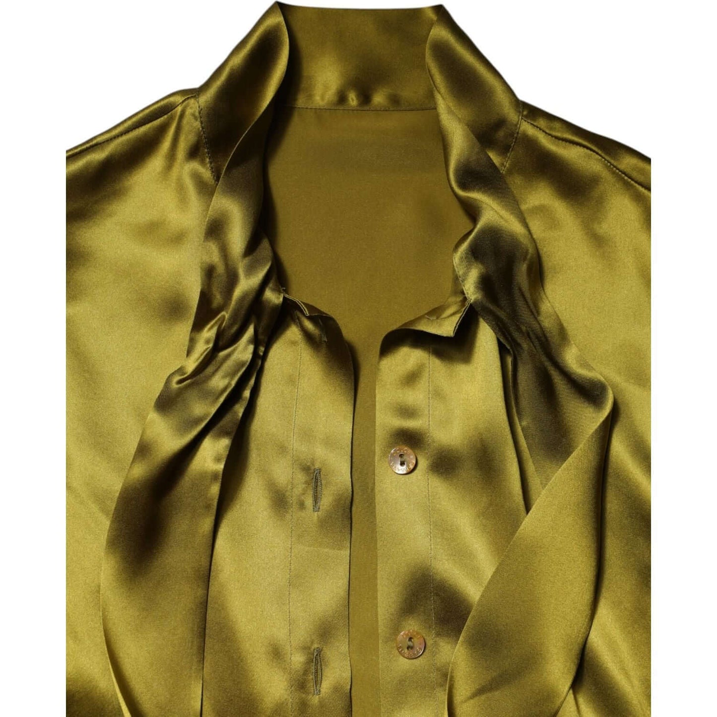 Dolce & Gabbana Green Ascot Collar Long Sleeves Blouse Top TSH87607-40