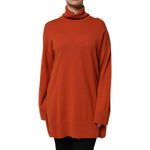 Alpha Studio Dark Orange Long Sleeves Turtleneck Sweater TSH87628-46