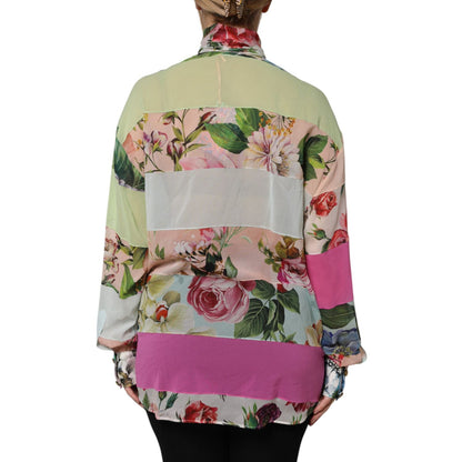 Dolce & Gabbana Multicolor Floral Patchwork Long Sleeves Top