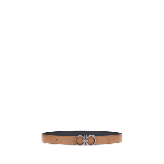 Ferragamo Gancini reversible Belt with three-dimensional buckle, iconic leather design, versatile style, AW25 collection, made in Italy.