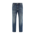 Dolce & Gabbana Jeans cotton five-pocket AW25 straight style with D&G monogram, front button and zipper, made in Italy