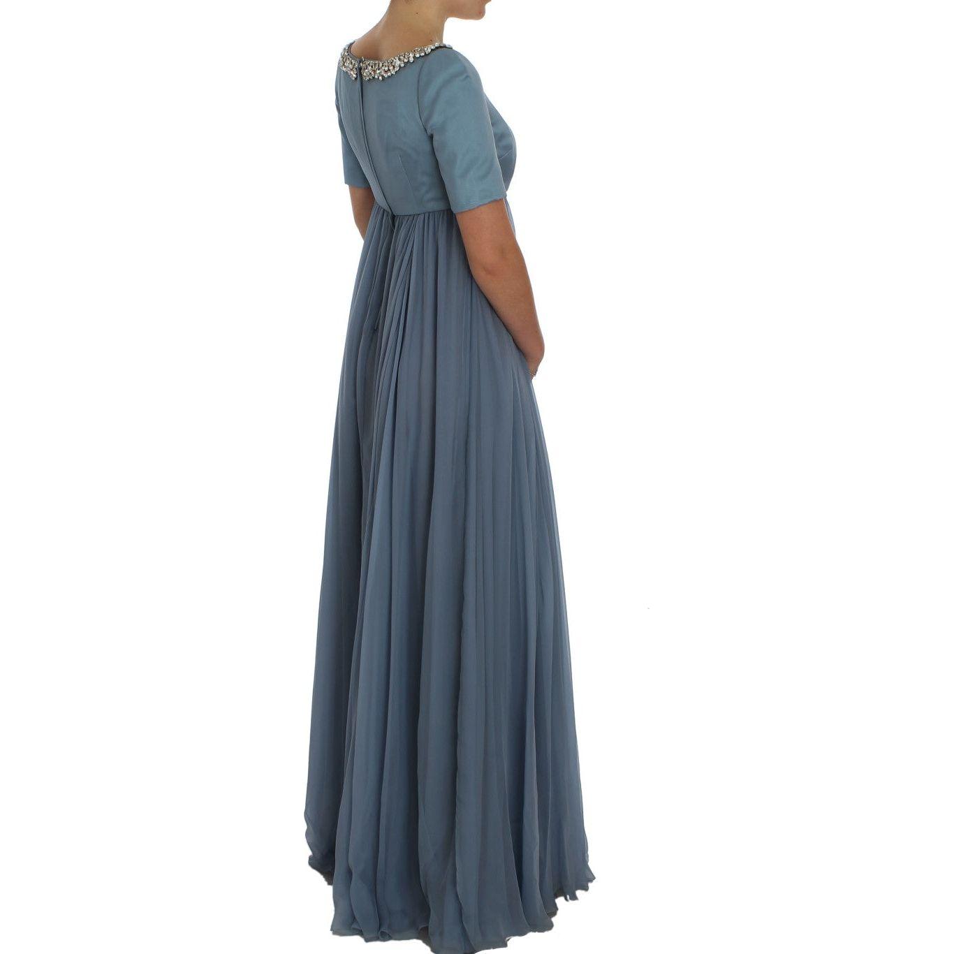 فستان حرير أنيق مزين بالكريستال من دولتشي آند غابانا