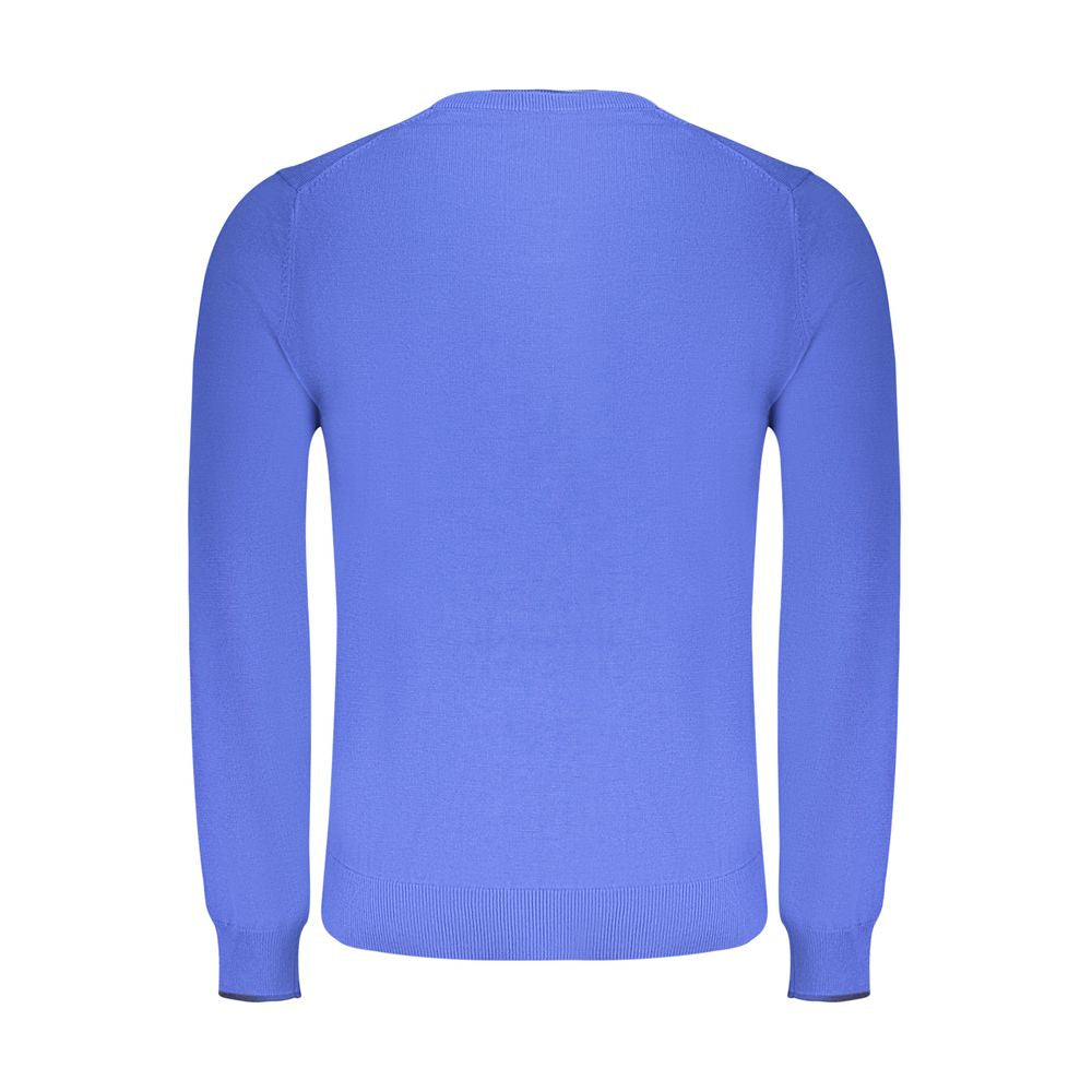 Back view of North Sails Blue Cotton Men Sweater showcasing design and color.