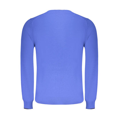 Back view of North Sails Blue Cotton Men Sweater showcasing design and color.