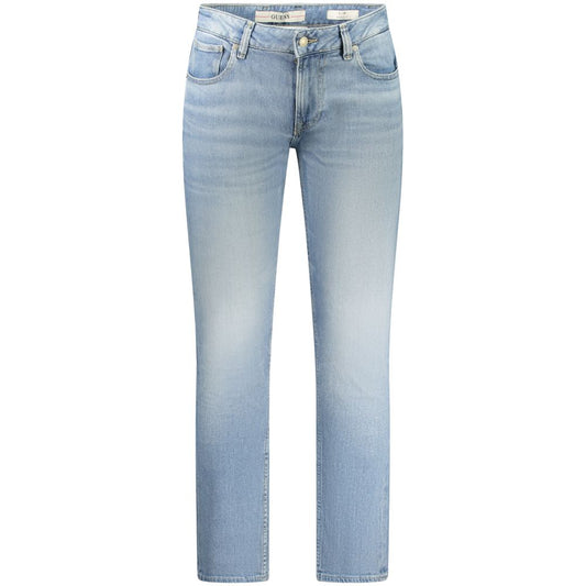 Guess Jeans Blue Cotton Men Jeans with eco-friendly recycled cotton blend in a modern slim fit and classic five-pocket design.