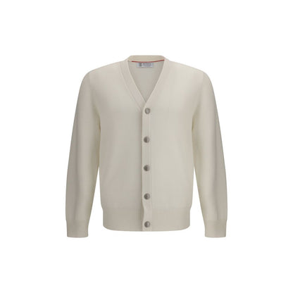 Brunello Cucinelli White Cashmere Cardigan