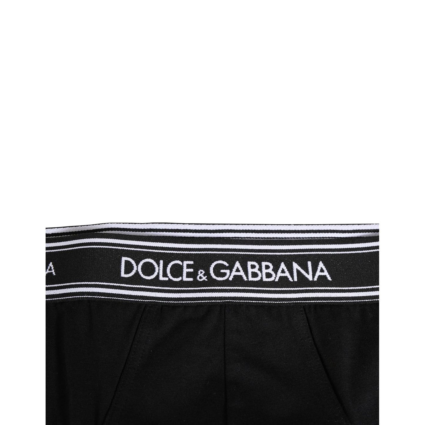 Dolce & Gabbana Black Cotton Stretch Logo Print Brief Underwear